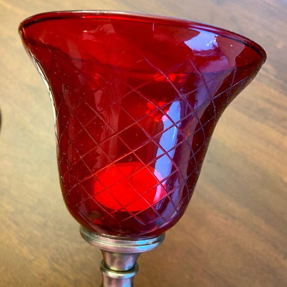 Stunning Pewter and Ted Glass Candle Holder - Picture 8 of 8